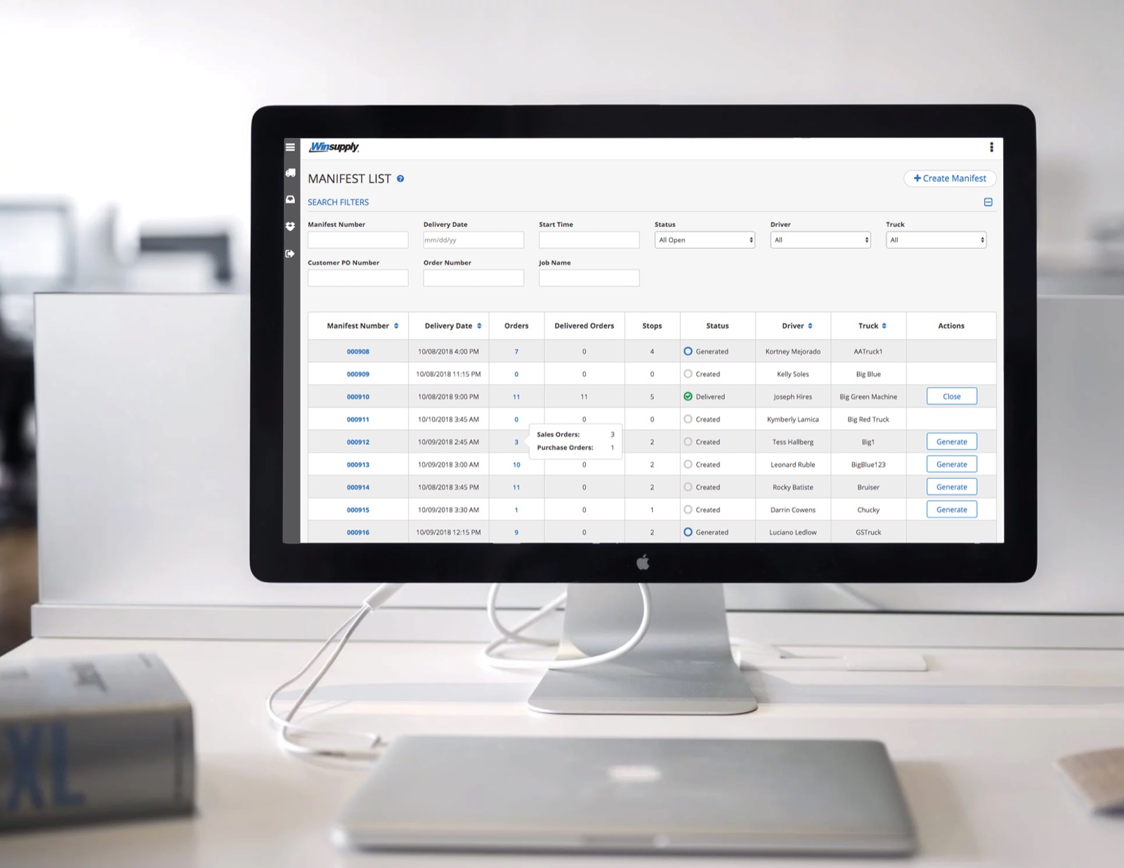 Manifest List table view