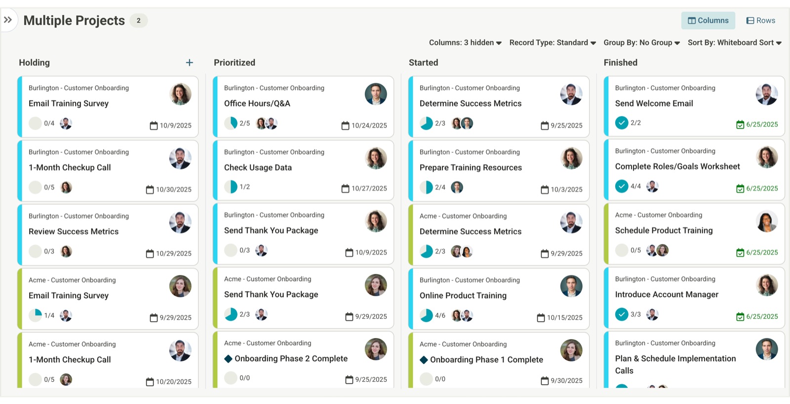 Multi-project Kanban board across several customer onboardings