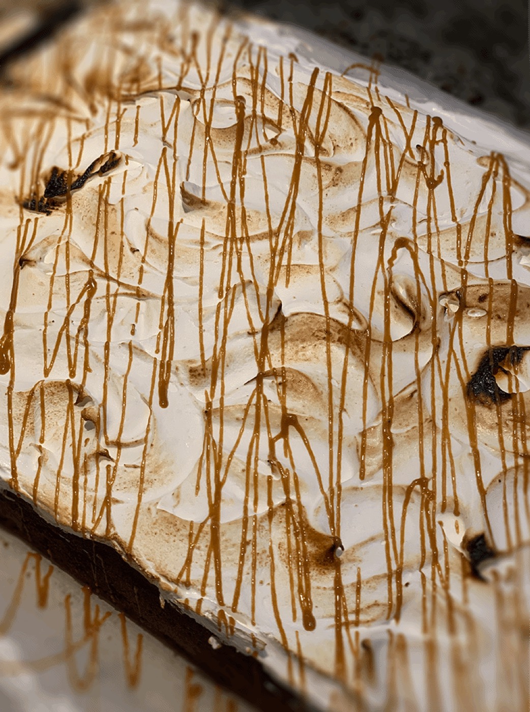 Toasted marshmallow bars with caramel drizzle