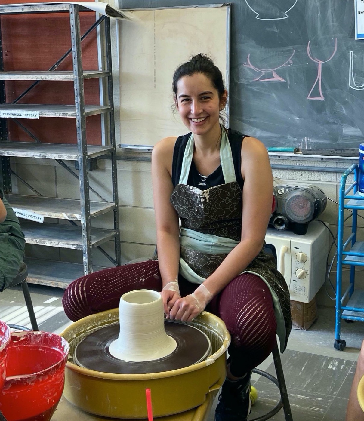 Mimi at the pottery wheel